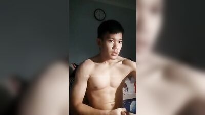 Asian Muscle God Cums Again - Solo Cam Show!