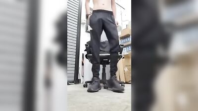 Twink Strips & Cums on the Job!