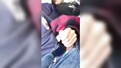 Wank On The Plane: Grays Risky Exhibitionist Cumshot
