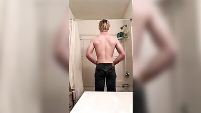 Blond WC Stripping & Cum Shots: Fantastic Amateur Boys Video