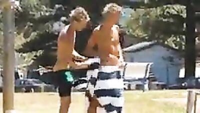 Surfer Boys Expose Their Sexy Bodies in Public Tube!