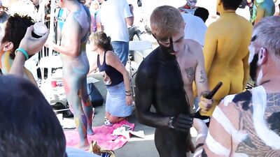 Gay Paint Body Frenzy: Naked Straight Boys in NYC!