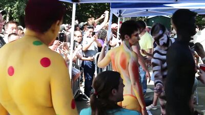 Gay Paint Body Frenzy: Naked Straight Boys in NYC!
