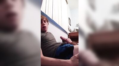 Ginger Teen Boys Porn Jerks Off with Intense Big Orgasm - Cum Shots Handjob Solo