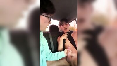 Hand-job friend in the car boys - Steamy Amateur Cum Shots!