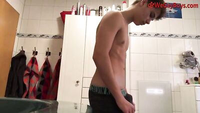 Gay Tease in Bathroom: Hot Porn Boy Action!