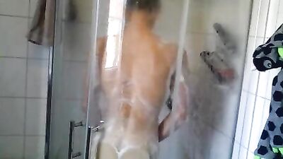 Getting Down In The Shower - A Quick Jerk Off Session With Two Hotties!