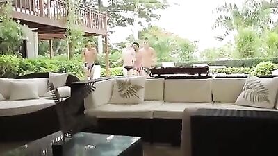 Gangbang Twinks: Four Cum Shots with Interracial Black and White Gay Porn