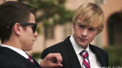 Fire Alarm At The Academy Boys Porn: Blond Twink Cum Shots On Teachers Desk!