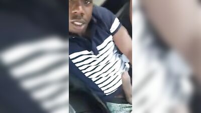 Black teen twink solo jerking off in car: Amateur Black Solo Porn