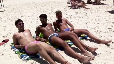 Latino Action Buddies on the Beach Gay Porn Tube!