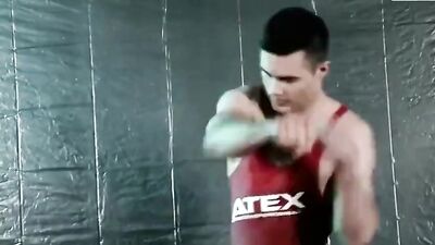 Wrestling Oiled Muscle Boys: Bareback Action!