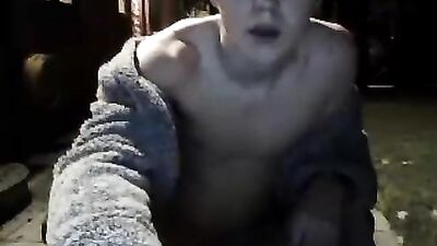 British Twink Porn Strips, Jerks and Cums Outside on a Cold Night