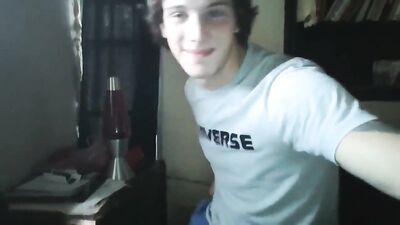 Curly hair boy porn plays with his dick