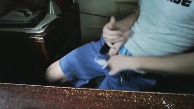 Curly hair boy porn plays with his dick