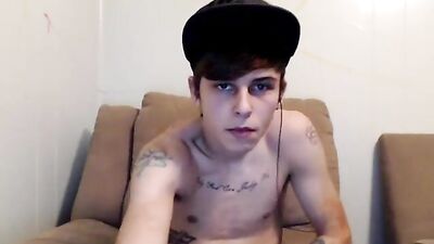 Tattooed College Boy Masturbates on Web-Cam!