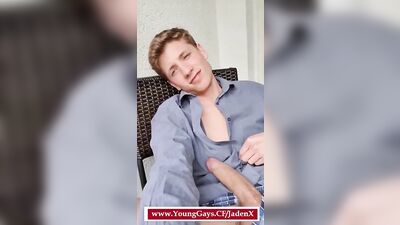 Balcony Blowjob: Cute Blonde Twink Gets Huge Cock!