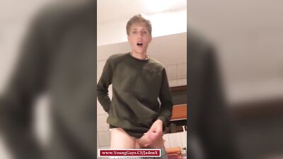 Twink Heaven: Cute Blonde Jerking Big Cocks in the Bathroom