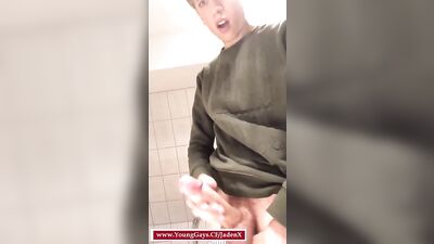 Twink Heaven: Cute Blonde Jerking Big Cocks in the Bathroom