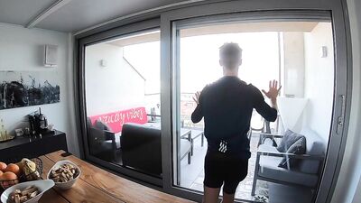 Gay Amateur Webcam Cumshots on the Balcony - Twink Porn Video