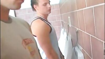 Gang Bang in the Toilet: Boys Porn Action Bareback!