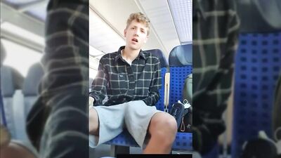 Handjob Twinks on Public Train - Cum Shots Boys Porn