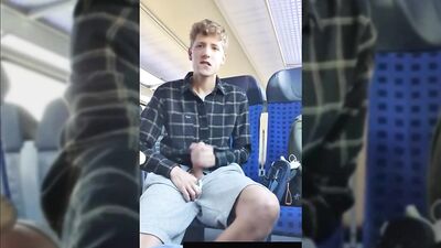 Handjob Twinks on Public Train - Cum Shots Boys Porn