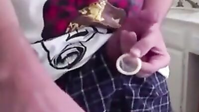 Jerking off in condoms with hot boys: First Time Porn Experience!