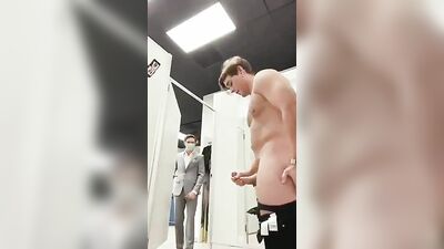 Gay Cumshots Amateur in Dressing Room Boys Porn!