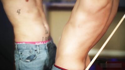 Tattoo Twink Barebacks Again on Pool Table and Sofa