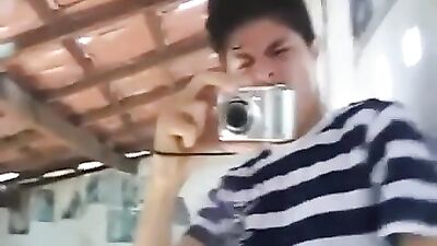 Gay College Boy Porn Jacks Off While Chatting with a Girl in the Classroom!