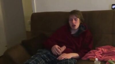 Young stud shows off his massive dick in front of the camera!