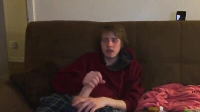 Young stud shows off his massive dick in front of the camera!