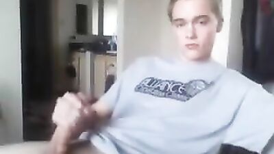Young Blond Twink Cumming on His Big Cock!