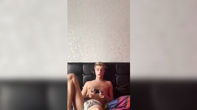 Hung Blond Twink Porn Shoots Big Load in Gay Porn Action!