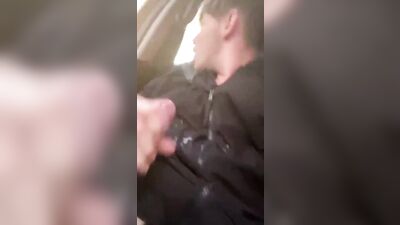 Cum Sprays Car Jacket! Almost Caught!