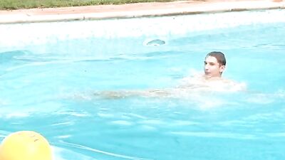 Gay Porn Skinny Dipping Bareback Action Cum Shots by Lads in the Pool!