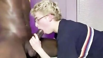 Black dick fucks blonde boy in raw pussy action!
