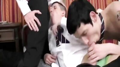 Young British Student Sucks after Class with Boys in Gay Porn