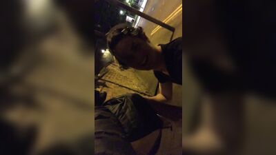 Gangbanged on the Street until a Car Approaches: Amateur Ass Play Public Outside