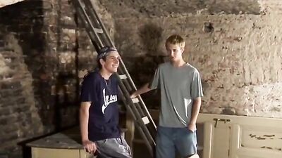Blond Boy And Friend Fuck In The Cellar!