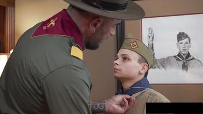 Gay Porn: Barebacked Scout Boys First Time with Dad