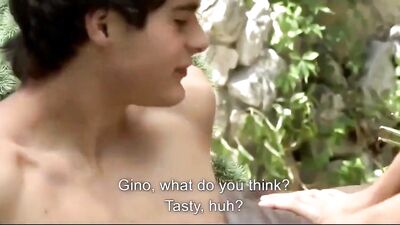 Bareback Patio Gangbang: Three Lads Heat Up the Action!