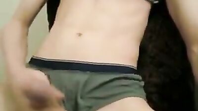 Gay Porn - Big Balls Stroking In Green Boxer Briefs Boys