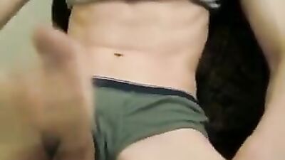 Gay Porn - Big Balls Stroking In Green Boxer Briefs Boys