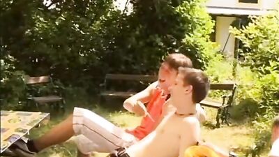 Garden Boys Orgy: Big Cocks Bareback Group Sex with Oral Delights!