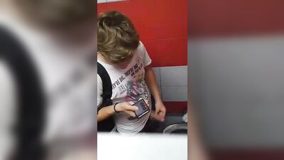 Gay Twink Porn: Jerking in Public Toilet Boys #2!