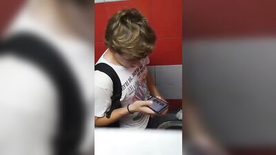 Gay Twink Porn: Jerking in Public Toilet Boys #2!