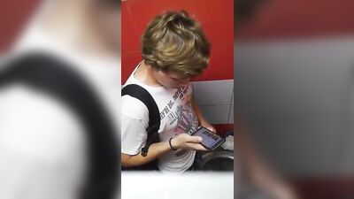 Gay Twink Porn: Jerking in Public Toilet Boys #2!