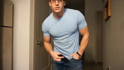 Gay Porn Star Caleb Sky Cums in the Shower!